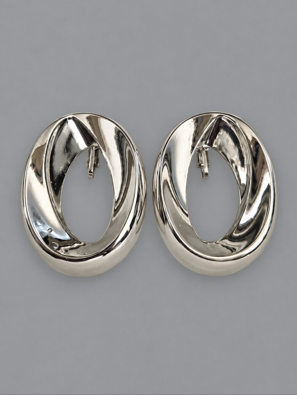 3/$30 Silvertone Open Oval Clip-On Earrings
